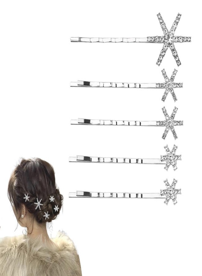 YangQian Christmas Hair Pins for Womens Snowflake Crystal Rhinestone Bobby Pins for Wedding Sparkly Star Hair Clips Barrettes Bridal Flower Girls Bobby Pins Accessories Birthday Decorative Hairpins for Updos - Image 1